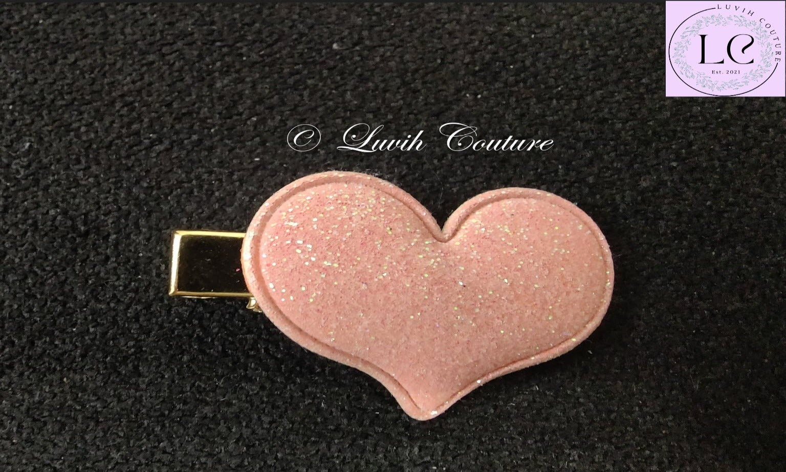 Heart Hair clips for kids Light Pink color, Luvih Couture