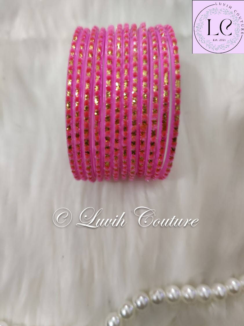 Light Pink Glass Bangles Velvet for women