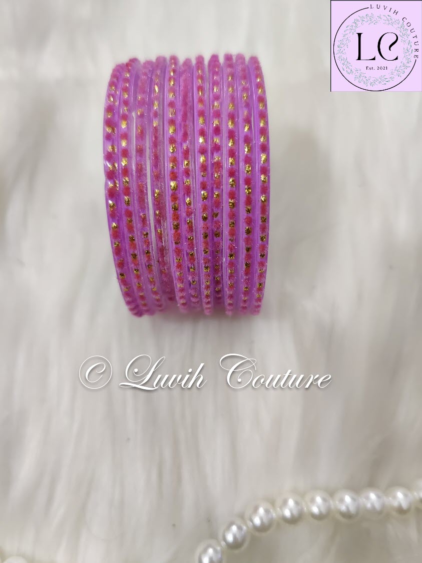 Lilac Glass Bangles Velvet 