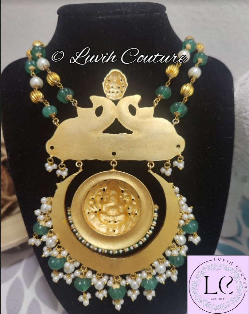 Jadau Kundan Ganesh necklace back side, Luvih Couture