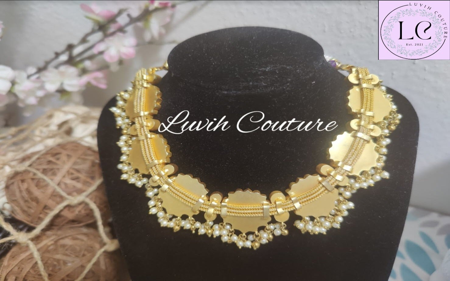 Jadau kundan lotus necklace back side, Luvih Couture