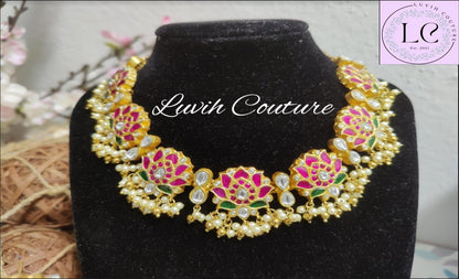 Jadau Kundan Lotus Necklace, Luvih Couture