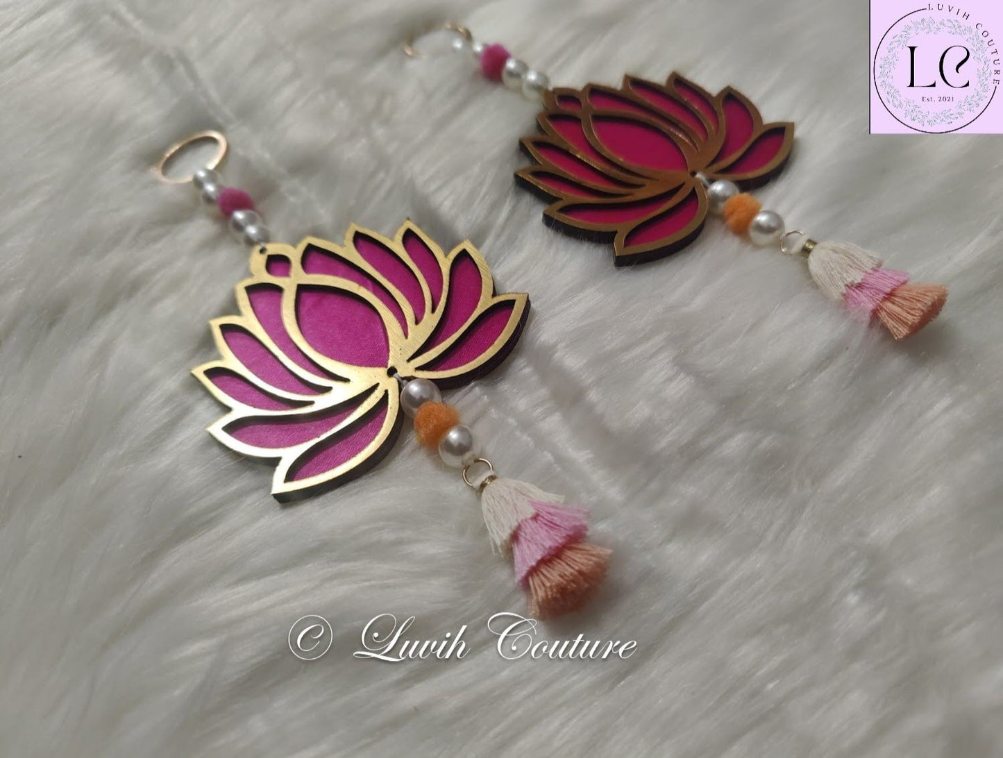 Lotus Wall Hangings Pink Color Decoration Front View, Luvih Couture