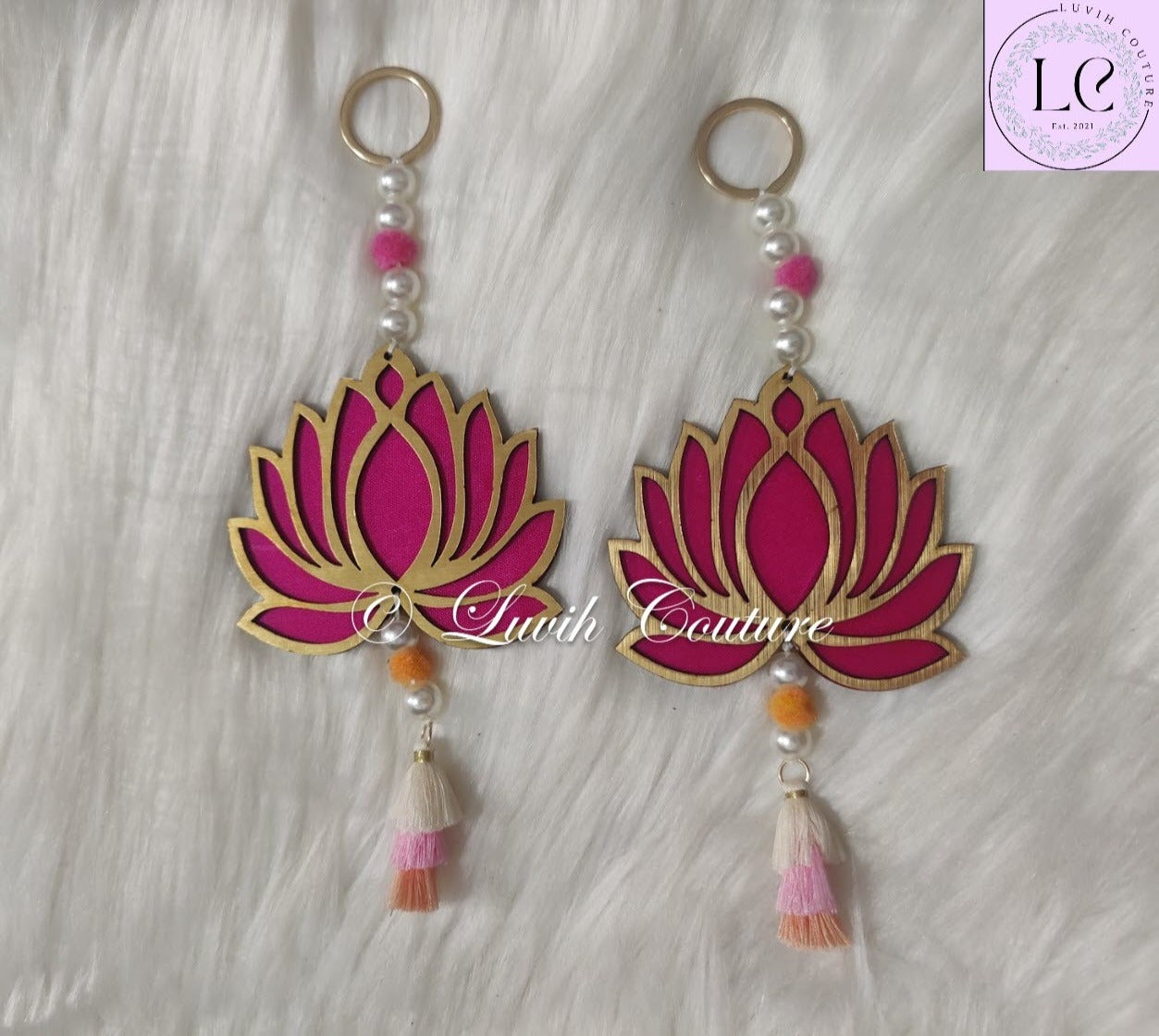 Lotus Wall Hangings Pink Color Decoration Top View, Luvih Couture