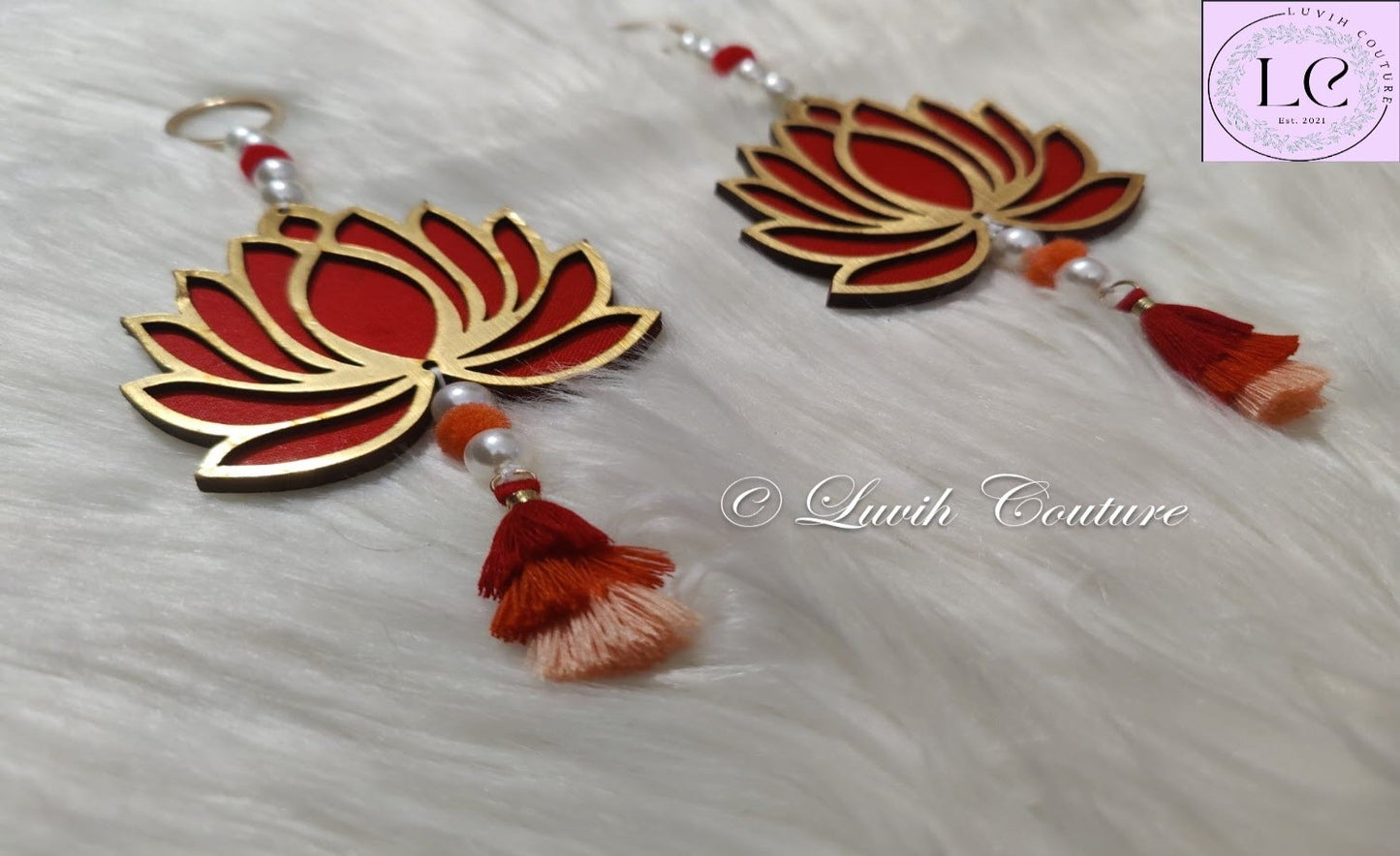 Red Lotus Wall Hangings Front View Decorations, Luvih Couture