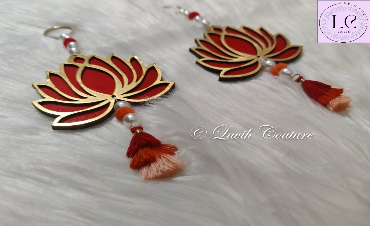 Red Lotus Wall Hangings Front View Decorations, Luvih Couture