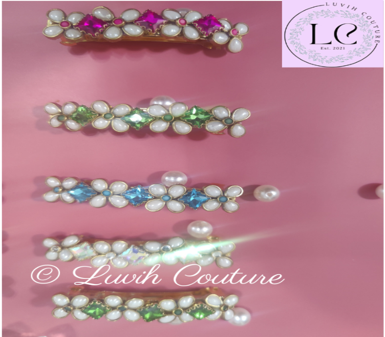  Crystal hair clips/ Barrrettes for women handmade Luvih Couture