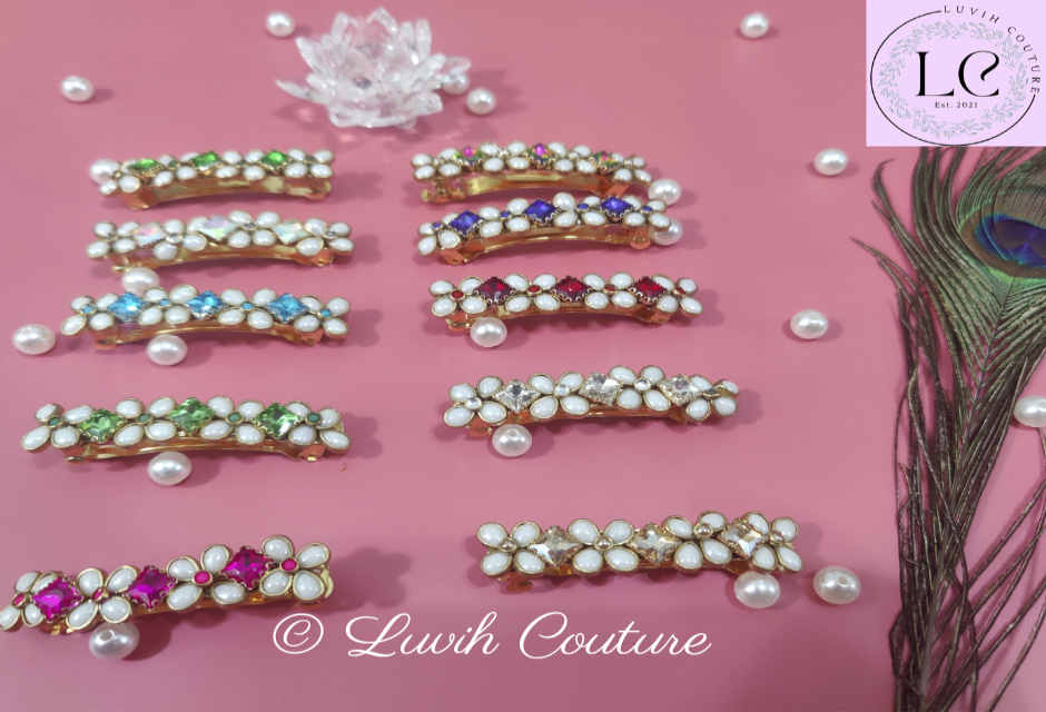 Crystal hair clips all colors for women Luvih Couture