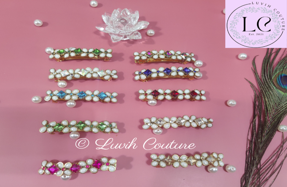 Crystal hair clips handmade for women Luvih Couture