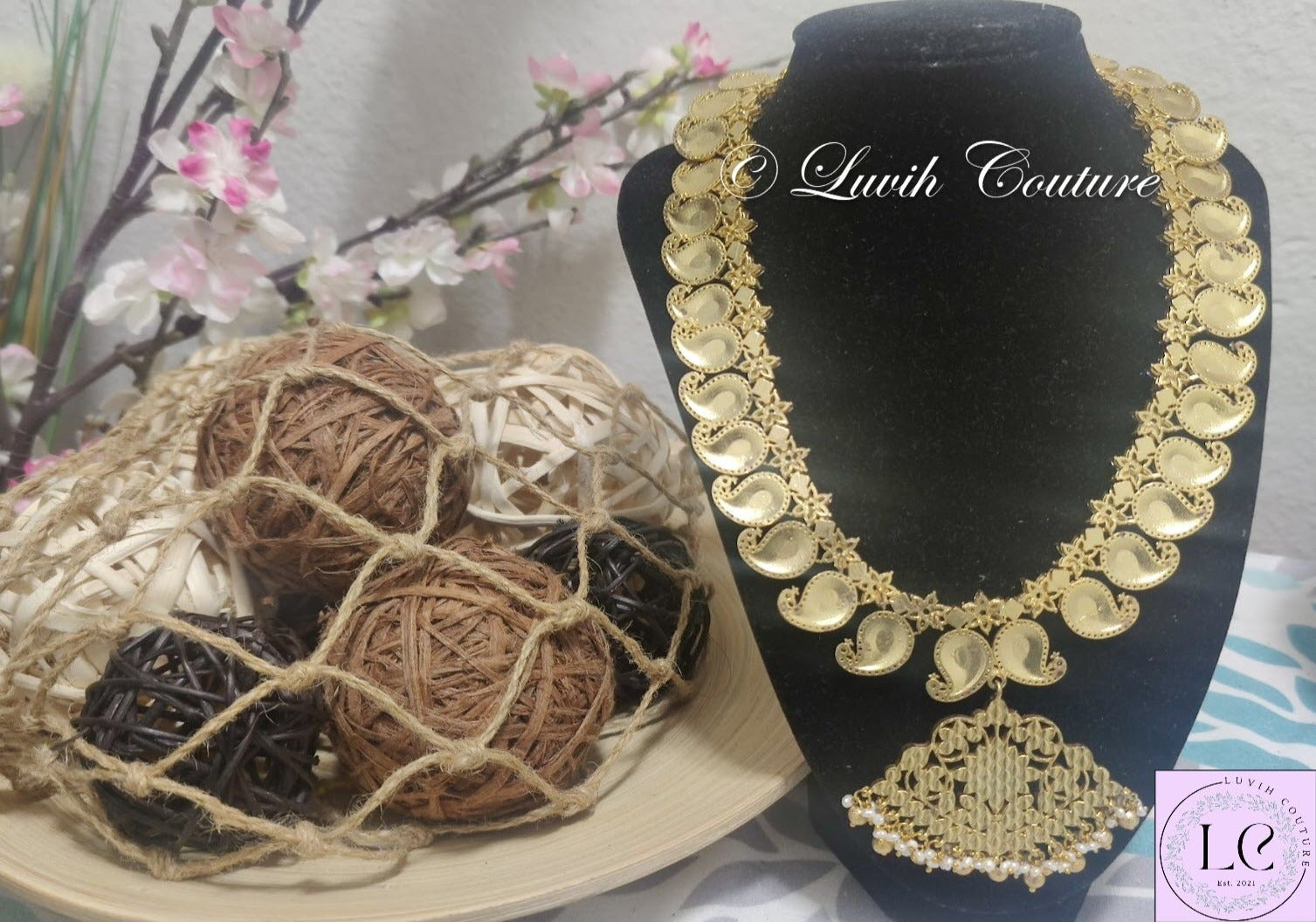 Jadau Kundan Mango Necklace or Floral Mango Mala or Mango Haram Back side  for girls, Teens, Women