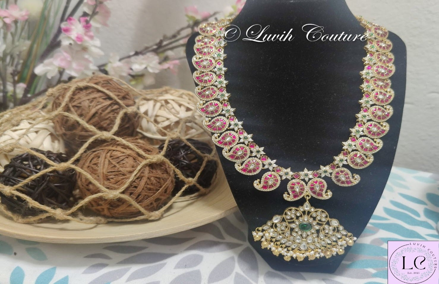 Jadau Kundan Mango Necklace or Floral Mango Mala or Mango Haram Close up for girls, Teens, Women