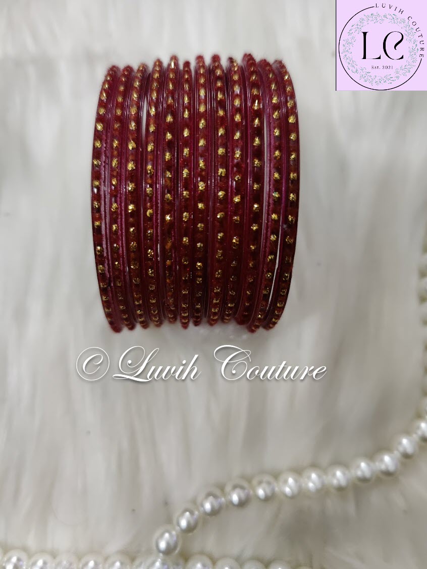 Maroon Glass bangles Velvet