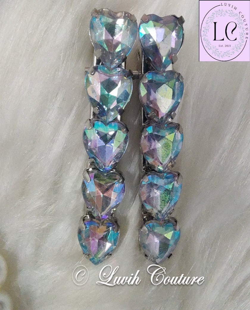Multicolor Heart hair clips, Luvih Couture