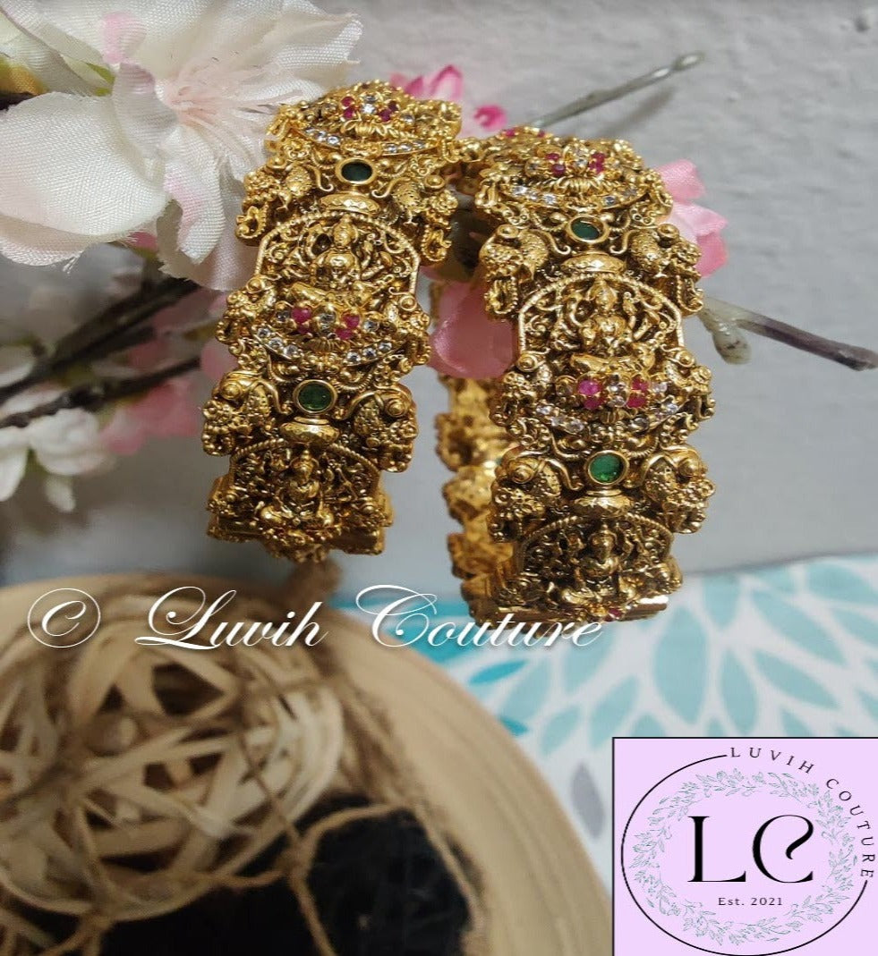 Openable Nakshi Bracelet Lakshmi and Peacock Luvih Couture