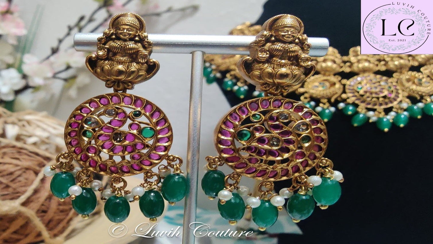 Nakshmi Peacock and Lakshmi Earrings for Women, Luvih Couture