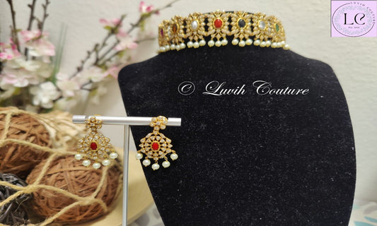 Navaratn Choker Set / Necklace for kids, girls, Teens, Women, Luvih Couture