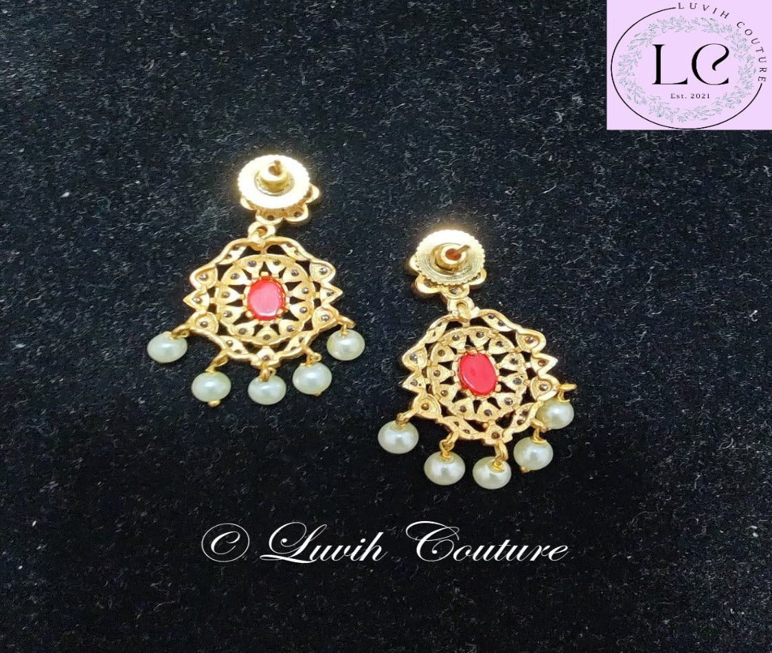 Navaratan Earrings Back side for Kids, Girls, Teens , Women, Luvih Couture