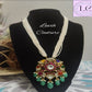 Jadau kundan Navaratan Locket with sugar beads mala or necklace, Luvih Couture