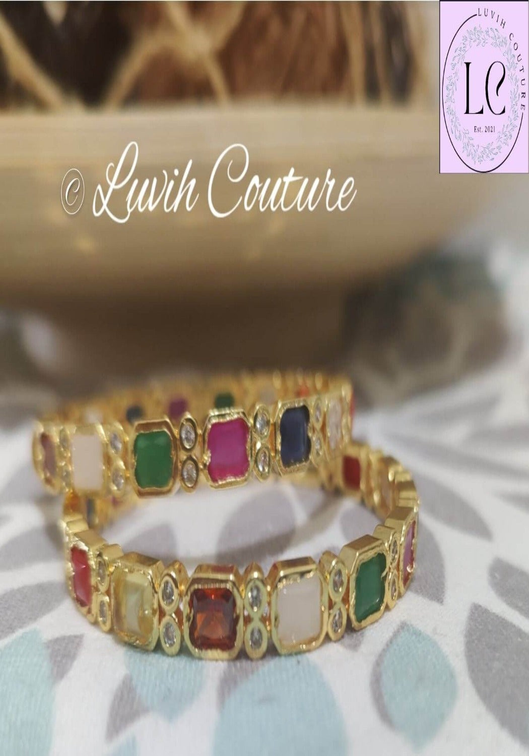 Navaratan Bangles for women Side Picture, Luvih Couture