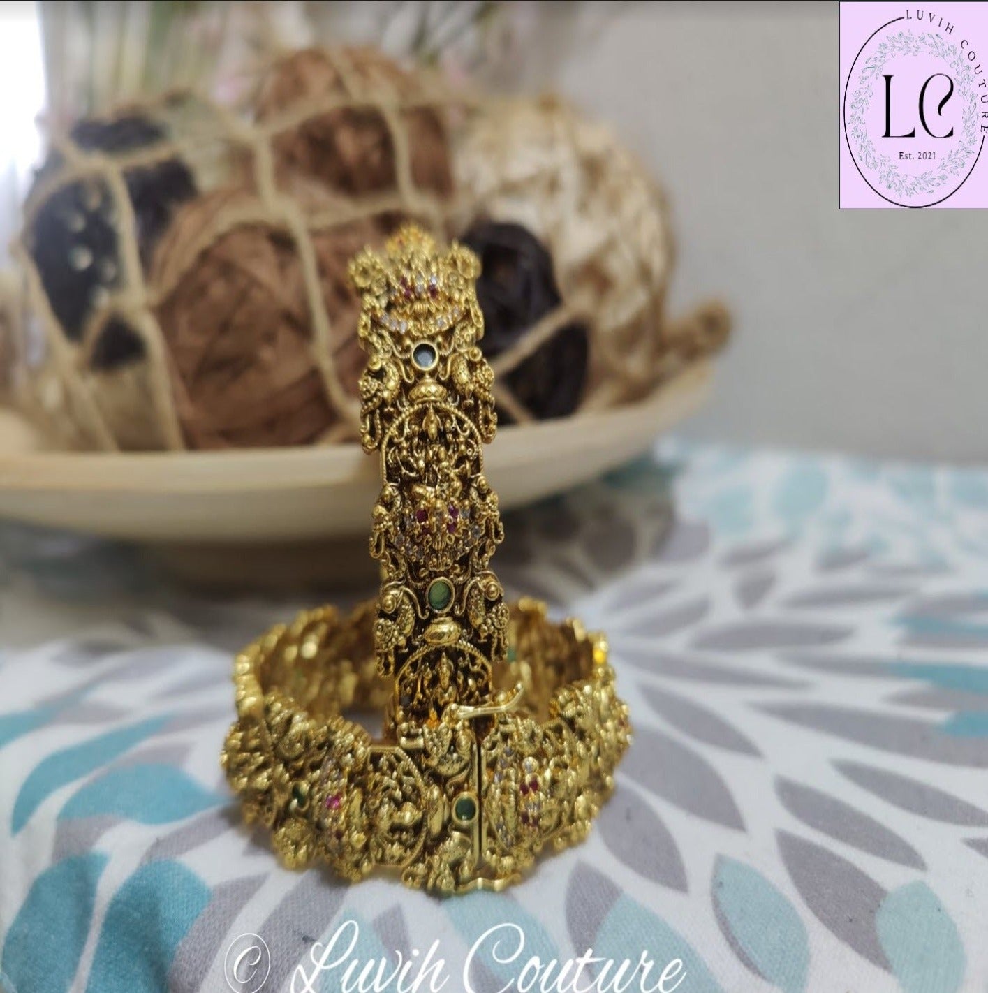 Openable Lakshmi and Peacock Nakshi Bangles Luvih Couture