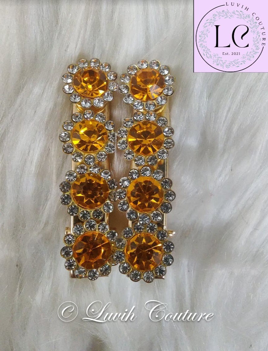 Orange Flower Hair Clips Luvih Couture