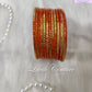 Orange Oval Dot And Criss Cross sparkle Glass Bangles for Girls, Teens, Women