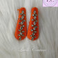 Orange Silk thread Hair Clips Rhombus and dot shape for kids, toddlers, girls, Luvih Couture