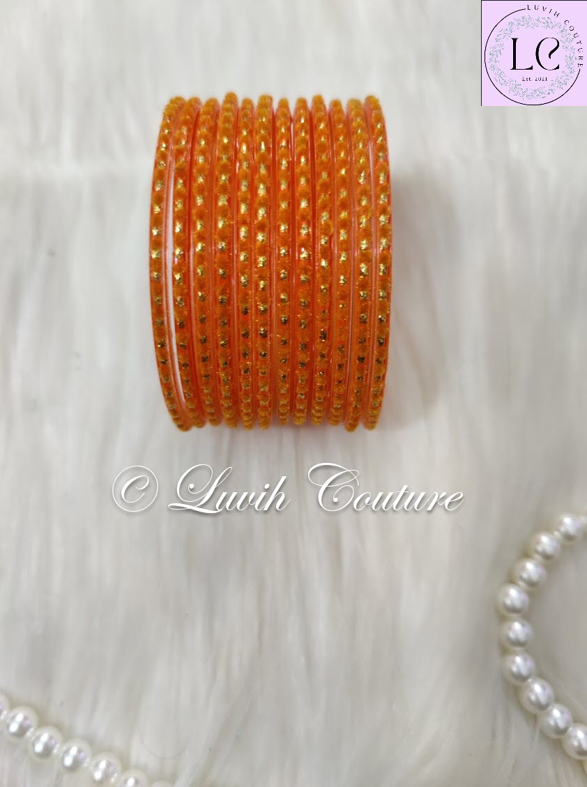 Orange Glass Bangles Velvet for women