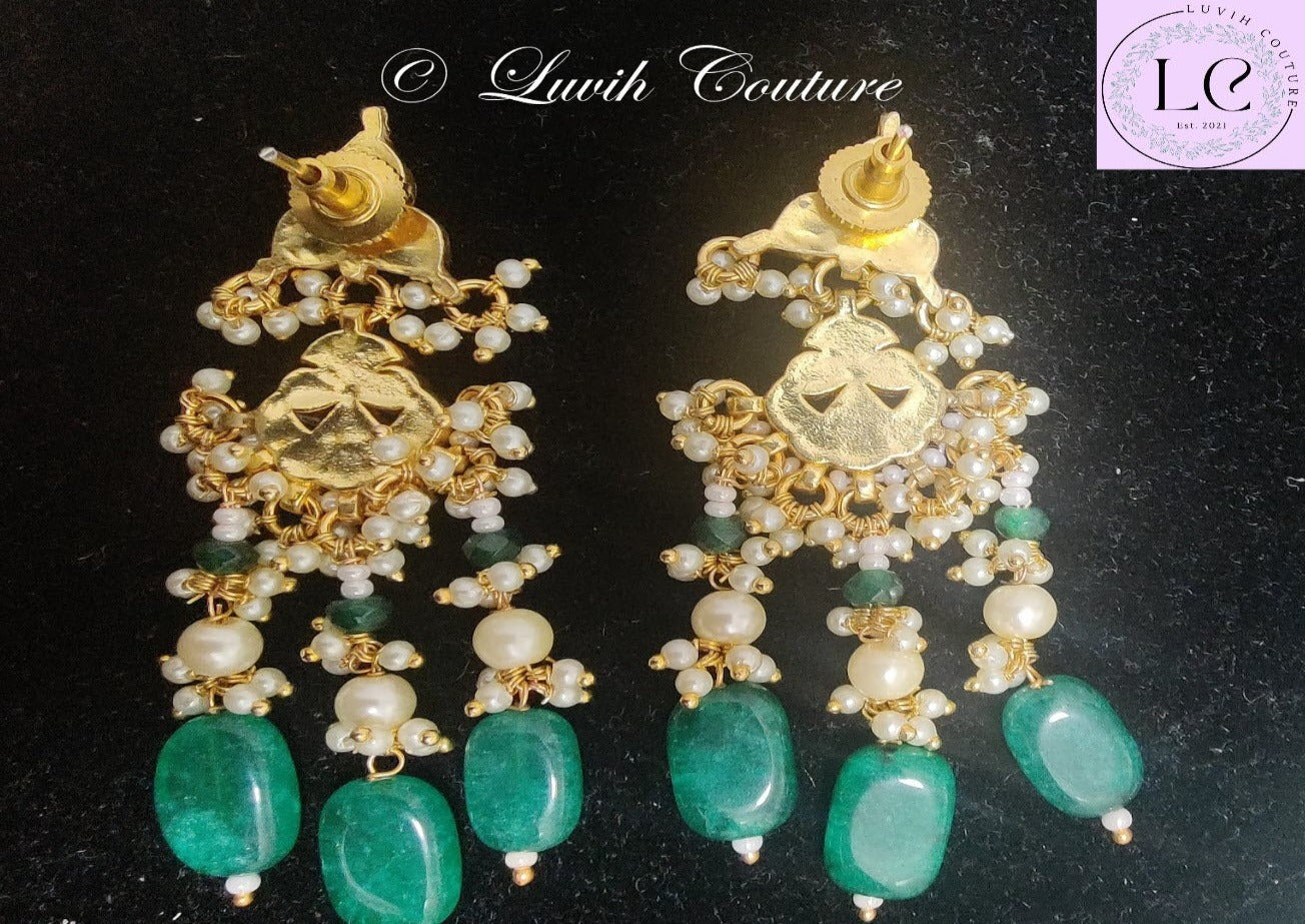 Pachi Kundan Earrings Back side for women, Luvih Couture