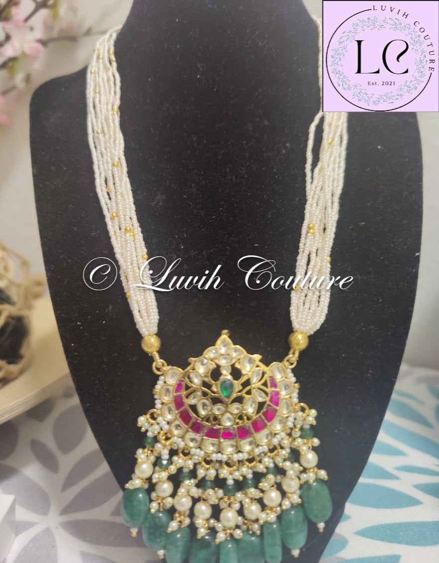 Pachi Kundan Floral Necklace for Women, Luvih Couture