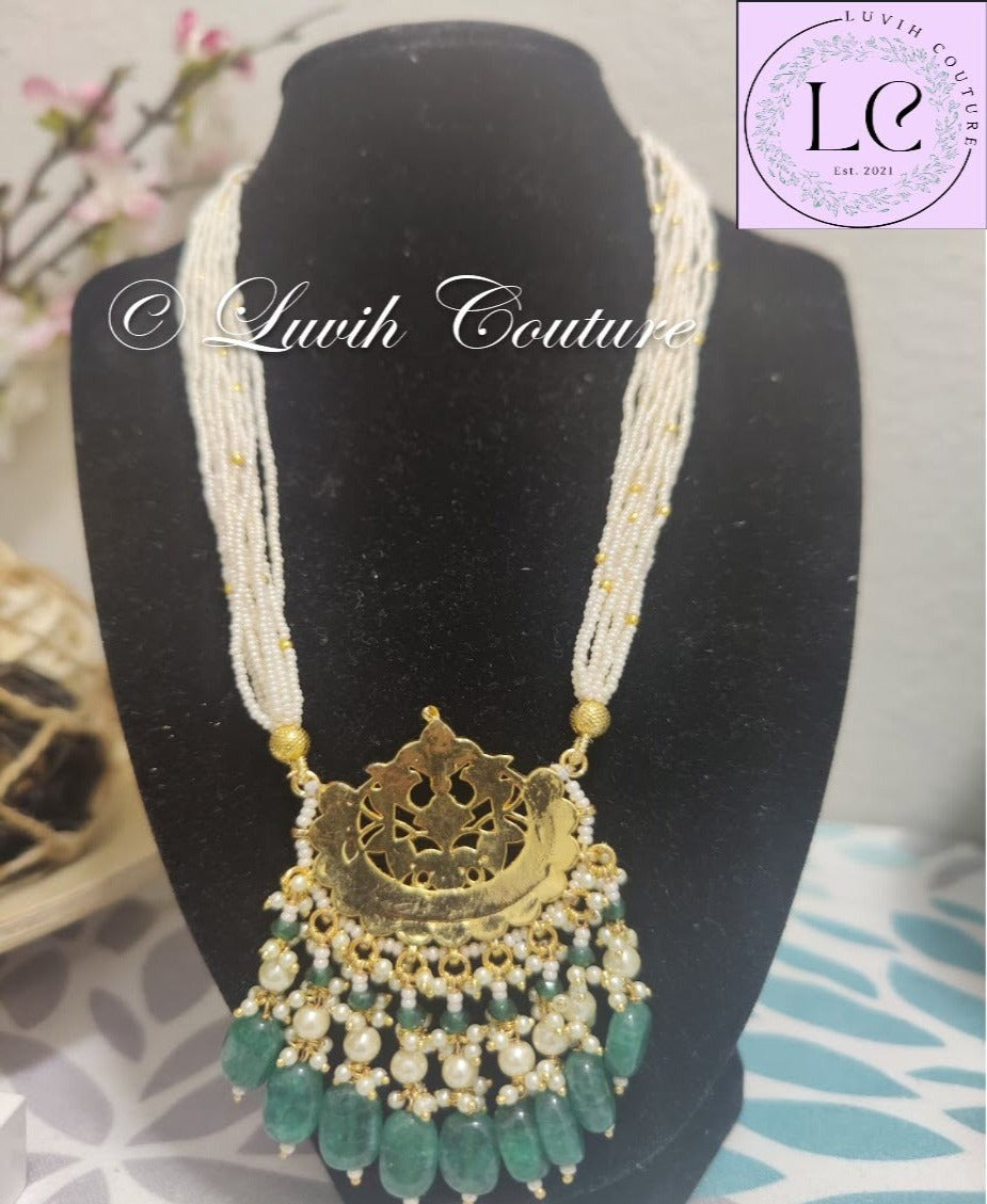 pachi Kundan Floral Necklace Back side For Women, Luvih Couture