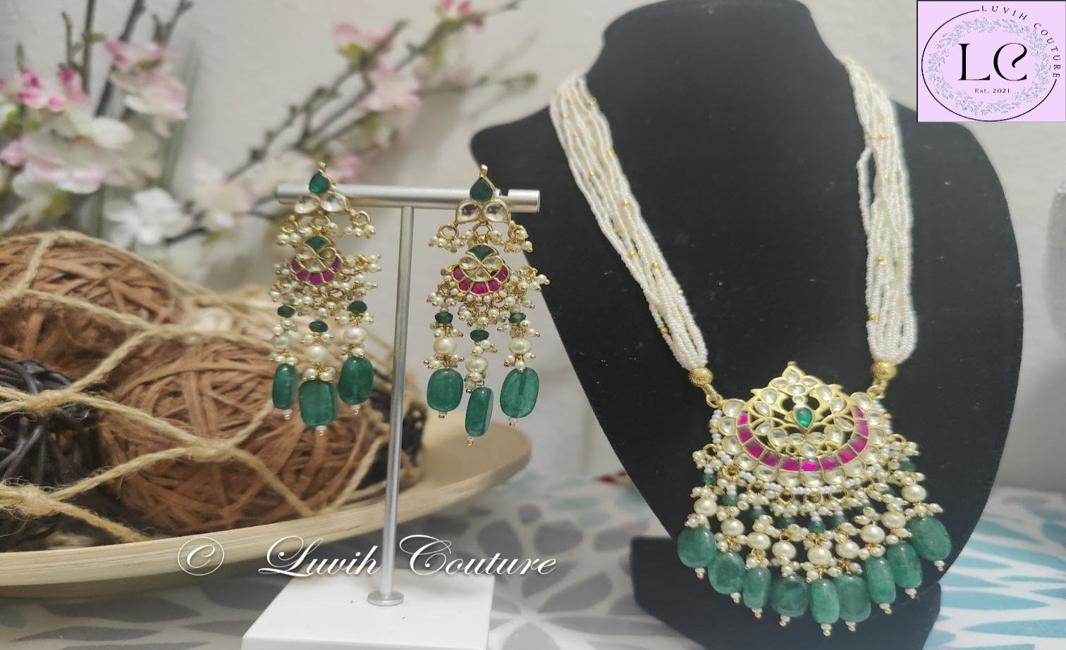 Pachi Kundan Floral Necklace set for Women, Luvih Couture