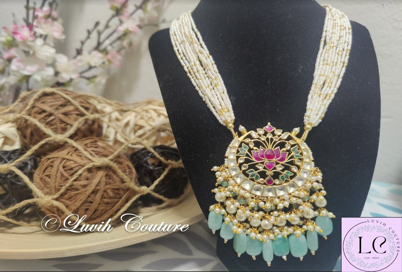 Pachi Kundan Lotus Necklace, Luvih Couture