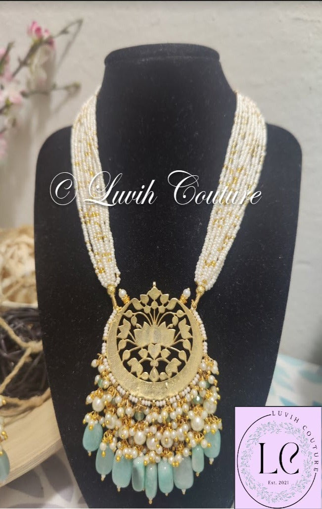 Pachi Kundan Lotus Necklace Back Side, Luvih Couture