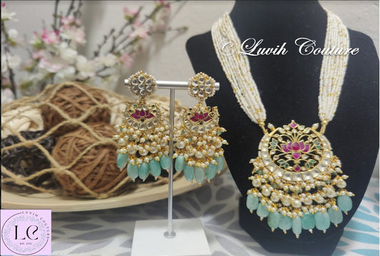 Pachi Kundan  Lotus Necklace Set, Luvih Couture