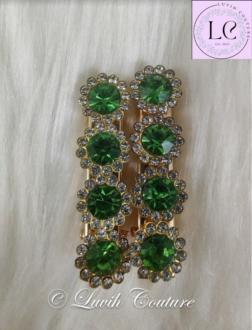 Parrot Green Flower Hair Clips Luvih Couture, Luvih Couture
