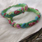 Parrot Green Floral Maggam Bangles/ Raw silk Bangles for women 2.6-Luvih Couture