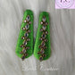 Parrot Green Silk thread Hair Clips Rhombus and dot shape for kids, toddlers, girls, Luvih Couture