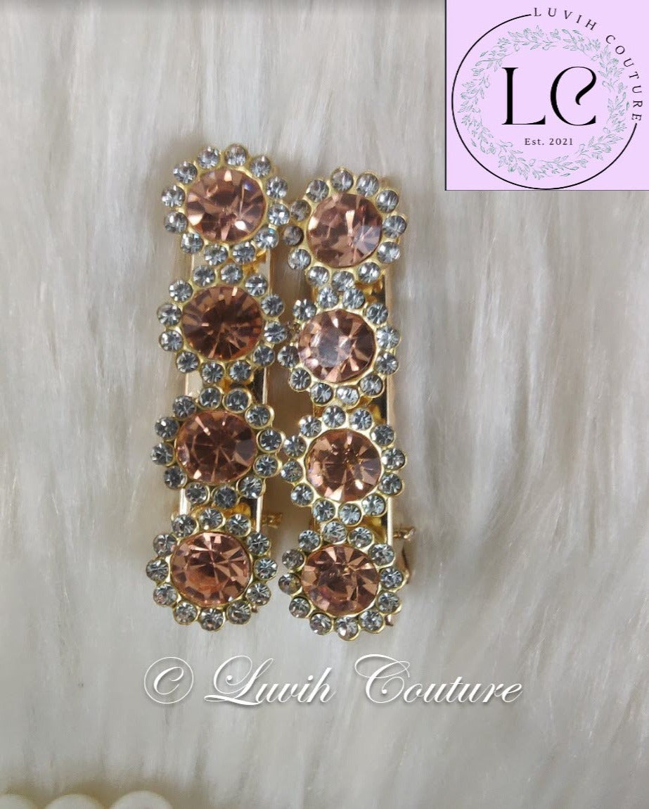Peach Flower Hair Clips Luvih Couture