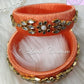 Handmade Silk thread Bangles with Flower and Rhombus Design