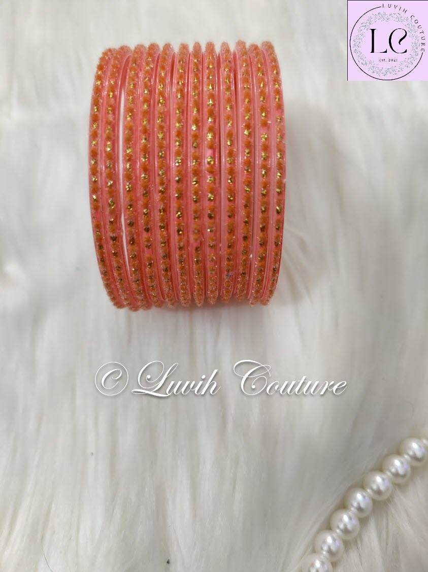 Peach Glass Bangles Velvet for women