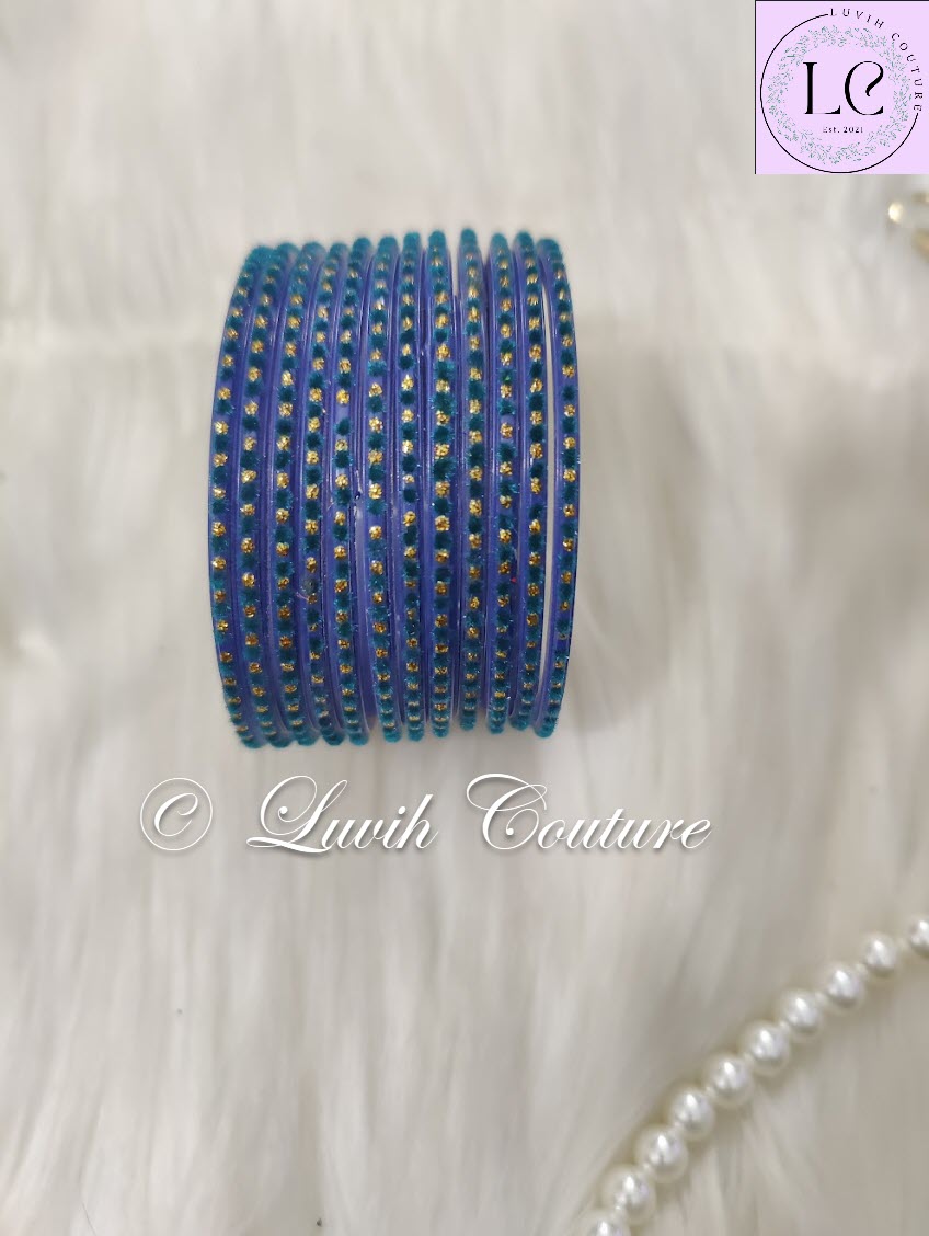 Peacock Blue Bangles Velvet for women