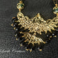 Dual Peacock Pendant Mangalsutra or Black Beads Imitation Necklace Back side for Women, Luvih Couture