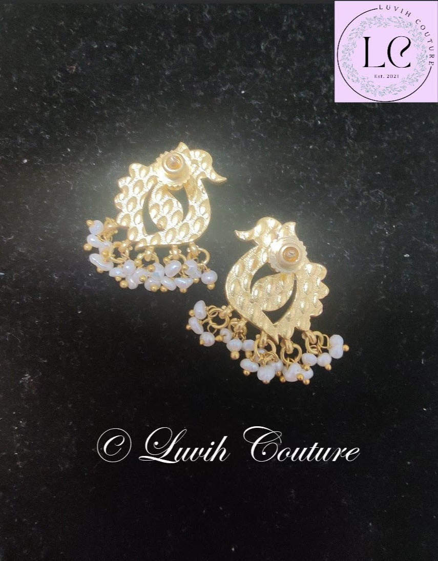 Jadau Kundan Peacock Earrings Back side for girls, teens, women