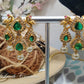 Peacock Earrings Green For Kids or Women Imitation Earrings-Luvih Couture