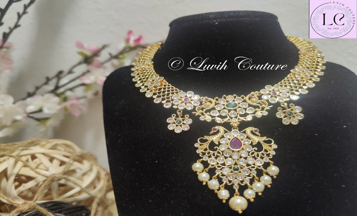 Grand Floral Peacock Necklace for girls, teens, women