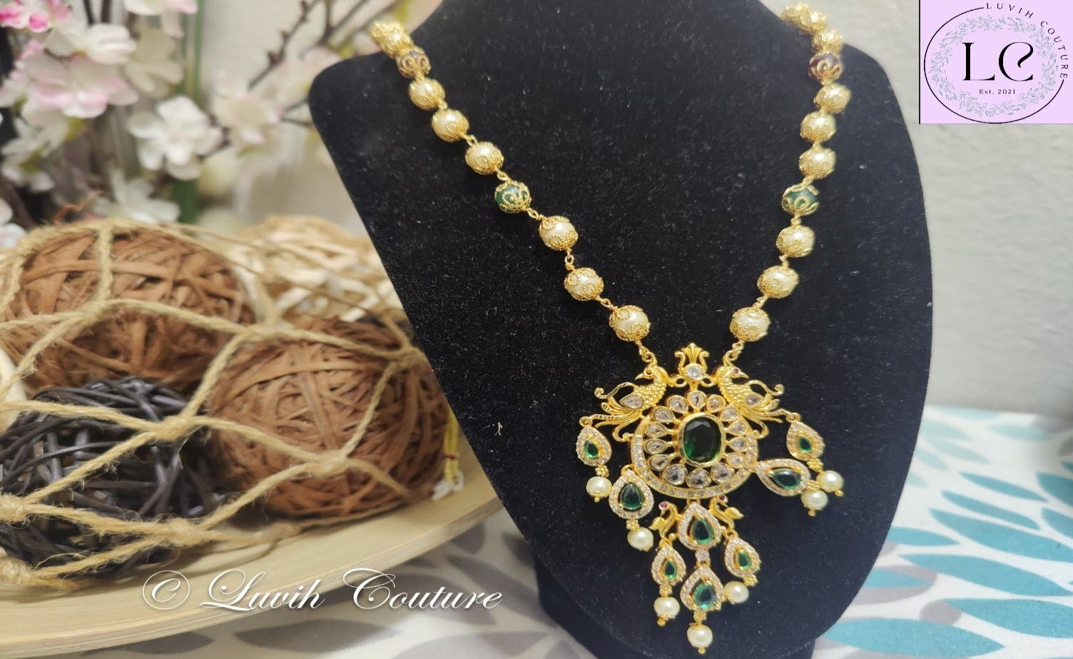 Peacock Necklace Green For Kids or Women Imitation Necklaces-Luvih Couture
