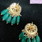 Pachi Kundan Peacock Necklace or Long Haram with 14 Strands Each side with stones and Pearls/ Jewelry/Necklaces/ Luvih Couture, Luvih Couture