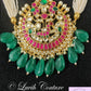 Pachi Kundan Peacock Necklace or Long Haram with 14 Strands Each side with stones and Pearls/ Jewelry/Necklaces/ Luvih Couture, Luvih Couture