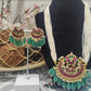 Pachi Kundan Peacock Necklace or Long Haram with 14 Strands Each side with stones and Pearls/ Jewelry/Necklaces/ Luvih Couture, Luvih Couture